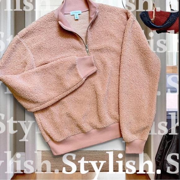 NEW~ Topshop Peach Teddy Sherpa Sweater/Sweatshirt  NWOT  ~  size 8 - Picture 9 of 16